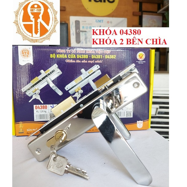 KHÓA CỬA NHÔM VIỆT TIỆP 04380 DÙNG CHO CỬA NHÔM HỆ 700, SẮT 3-6