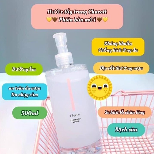 Nước Tẩy Trang Cho Da Nhạy Cảm, da dầu mụn Chacott 500ml LS