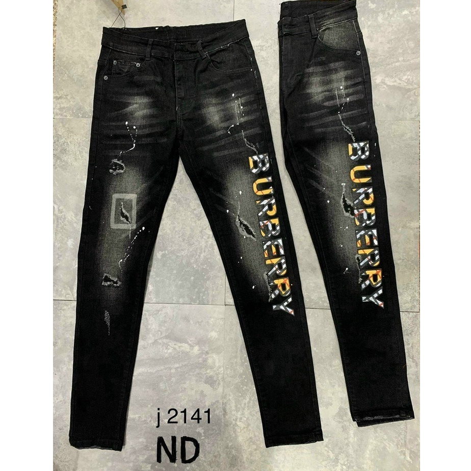 Quần jean nam rách vá co giãn chất vải bò skinny cao cấp in chữ BBR mẫu mới_AX STORE