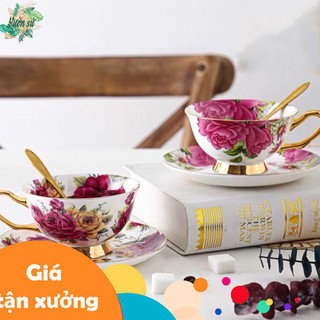 [XẢ KHO] Tách trà kèm thìa đĩa VINTAGE (6 mẫu) - VS184