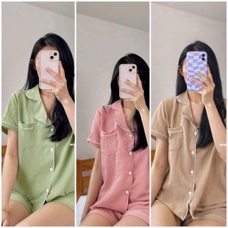 Bộ Pijama đũi xốp mặc nhà,trà chanh xinh xắn