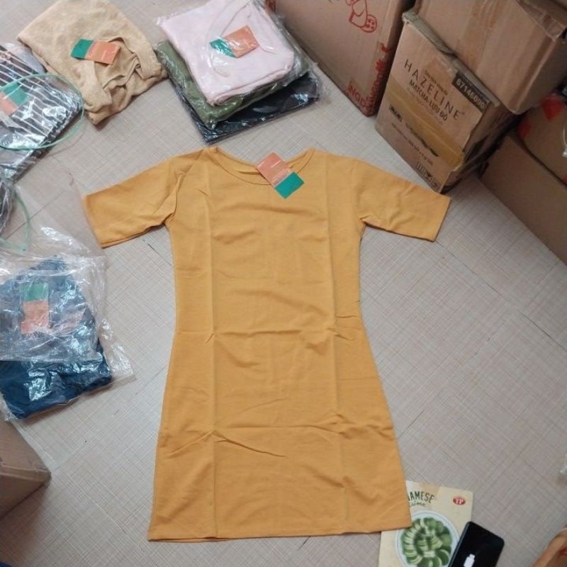 áo đầm ôm body màu vàng cam 37_45kg.GV03