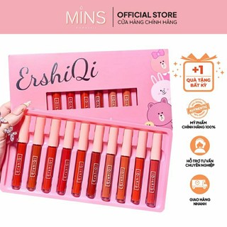 Set 10 cây son kem Ershiqi siêu lì chính hãng.