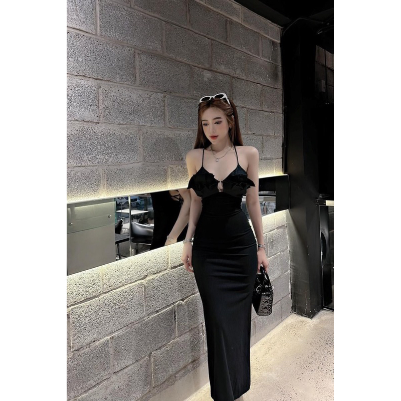 Đầm body dáng dài bèo ngực ( thun gân) - CarotShop
