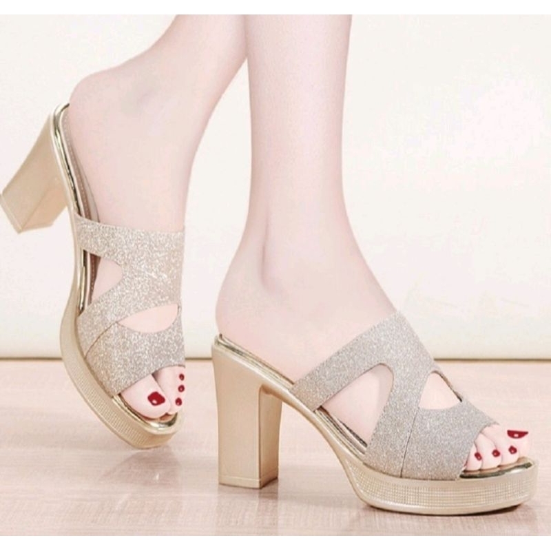 Dép cao gót khuyết eo 7f kiểu mới