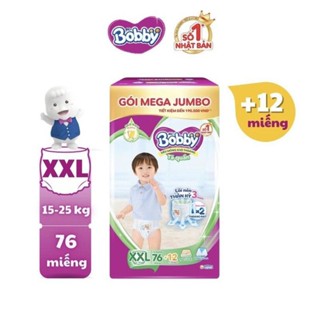 Giao ngay TẶNG 12 MIẾNG Gói Tã quần Bobby mega Jumbo size XXL 76+12 miếng