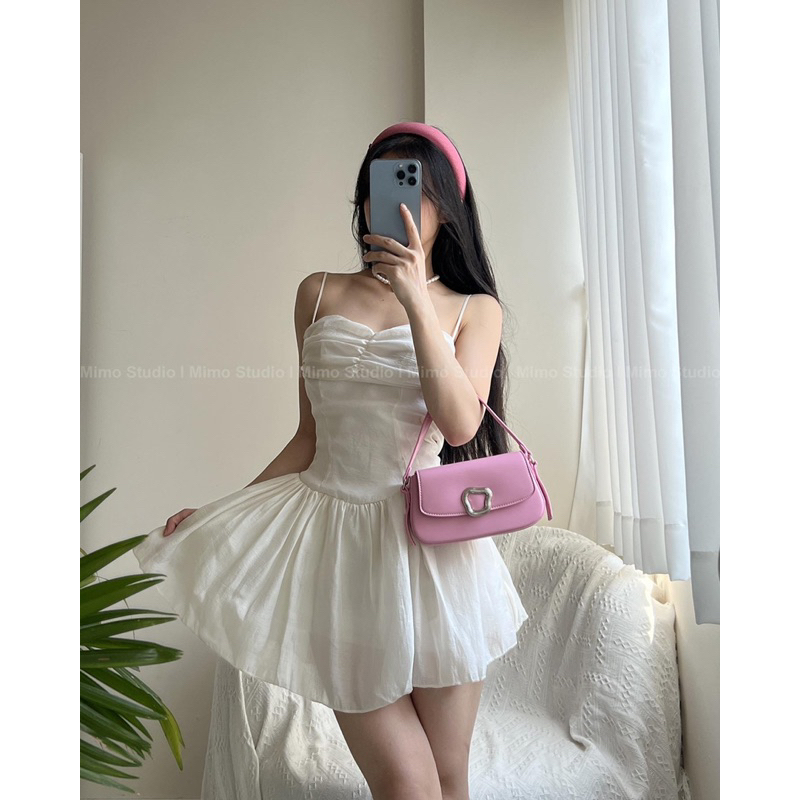 Đầm voan 2 dây cúp ngực dáng xoè