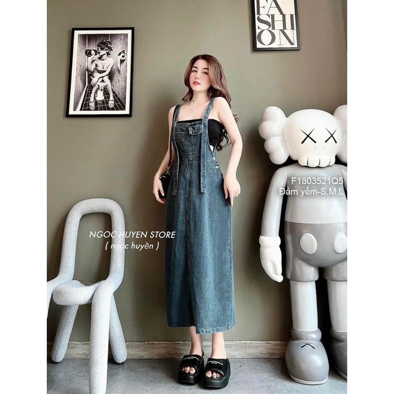 Đầm yếm jean dáng dài 0323 [thaotranshop90]