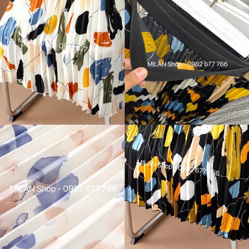 Chân váy dập ly nhiều hoạ tiết cute