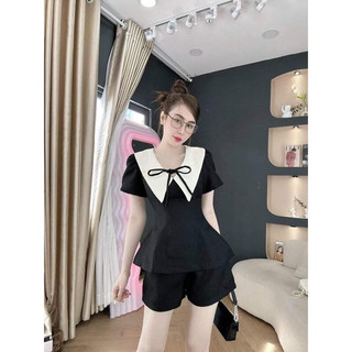 Set peplum cổ trắng