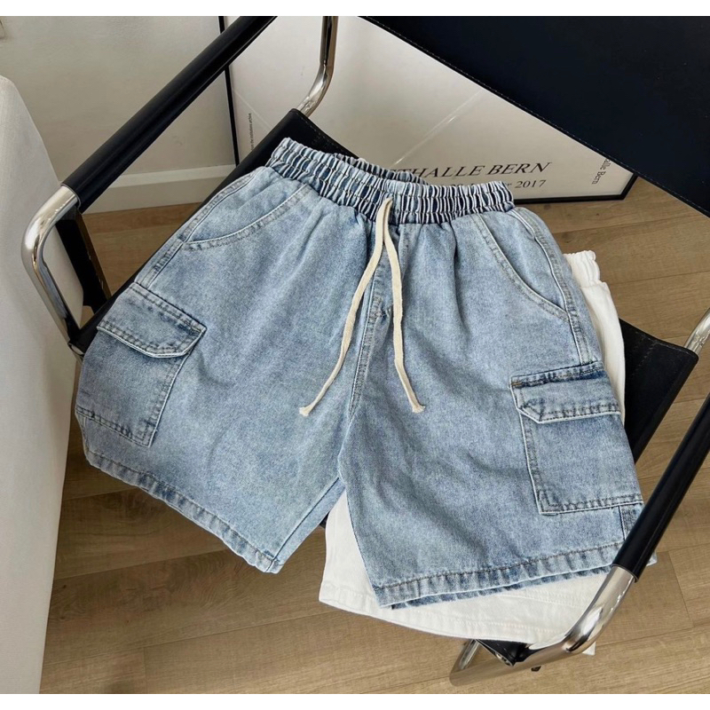 QUẦN SHORT ĐÙI JEANS CAO CẤP ỐNG RỘNG FORM UNISEX NAM NỮ (hình chụp thật) | BigBuy360 - bigbuy360.vn