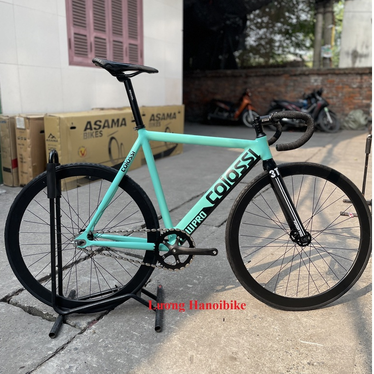 Xe đạp Fixed Gear Colossi Lowpro Xanh bianchi tay cong