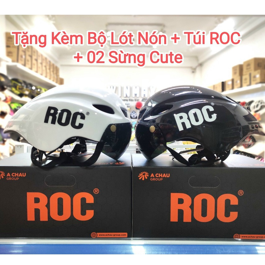 nón bảo hiểm xe đạp thể thao có gắn kính hít nam châm từ tính - Mũ xe đạp có kính đen xám trắng carbon có túi vải winmax