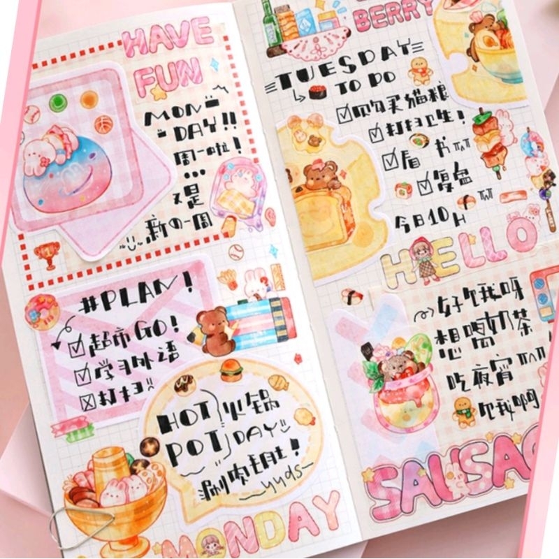 Chiết washi tape khung ghi chú chủ đề gấu và thỏ