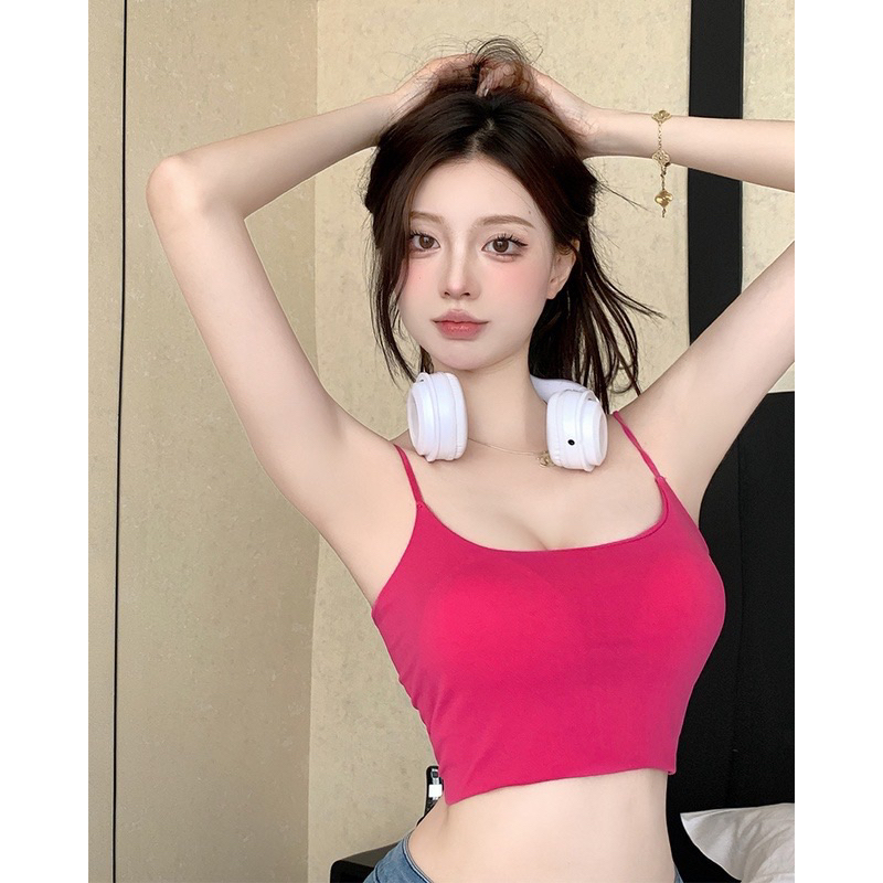Áo croptop hai dây mảnh có mút chất cotton M14