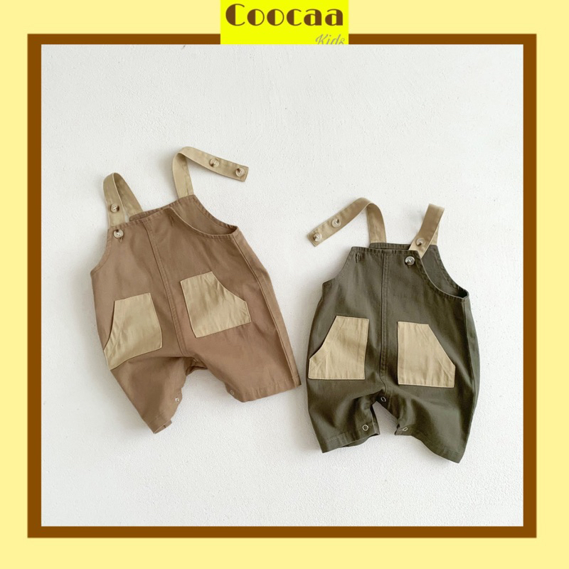 Yếm kaki ngắn phối màu Hàn Quốc ins cho bé trai bé gái size 66-90