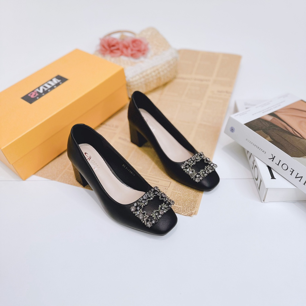 Min's Shoes - Giày Gót Vuông Da Mềm Cao Cấp Vn118 Form Rộng Nên Đi Lùi Size