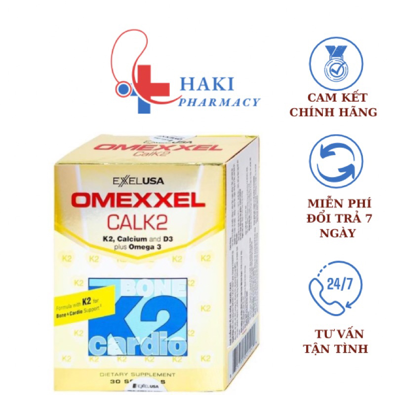 Omexxel Calk2 Bổ sung canxi, giúp xương chắc khỏe, vitamin D3 , vitamin K2( 30 viên)