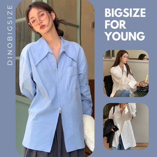 Áo sơmi bigsize áo sơmi cách điệu cúc khoá kéo hai đầu tuỳ chỉnh - dino