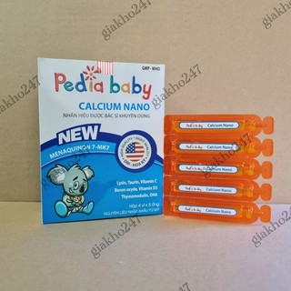 Pediababy Calcium nano bổ sung canxi, phát triển chiều cao, chống còi xương hộp 20 ống