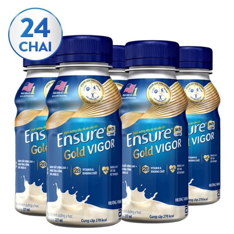 HSD 01/2025_Thùng 24 chai sữa pha sẵn Ensure Gold Vani Vigor/Original