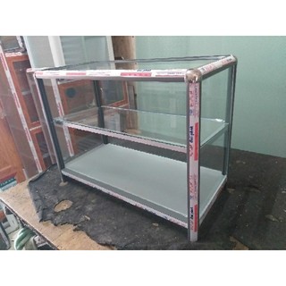 Tủ trưng bày bán hàng ăn uống khung nhôm màu xám ghi mới 100%
