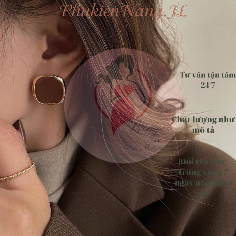 MS05 Bông tai nữ hình vuông chuôi bạc 925 kiểu dáng đơn giản, thanh lịch MS05