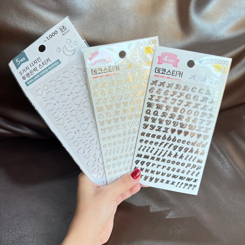 Sticker hình dán bảng chữ cái, hình sao, trái tim x Daiso Hàn Quốc