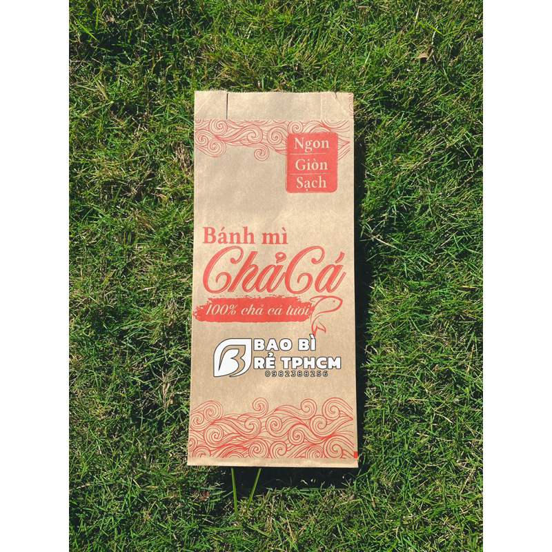 Túi Giấy Kraft Bánh Mì Chả Cá Combo 100