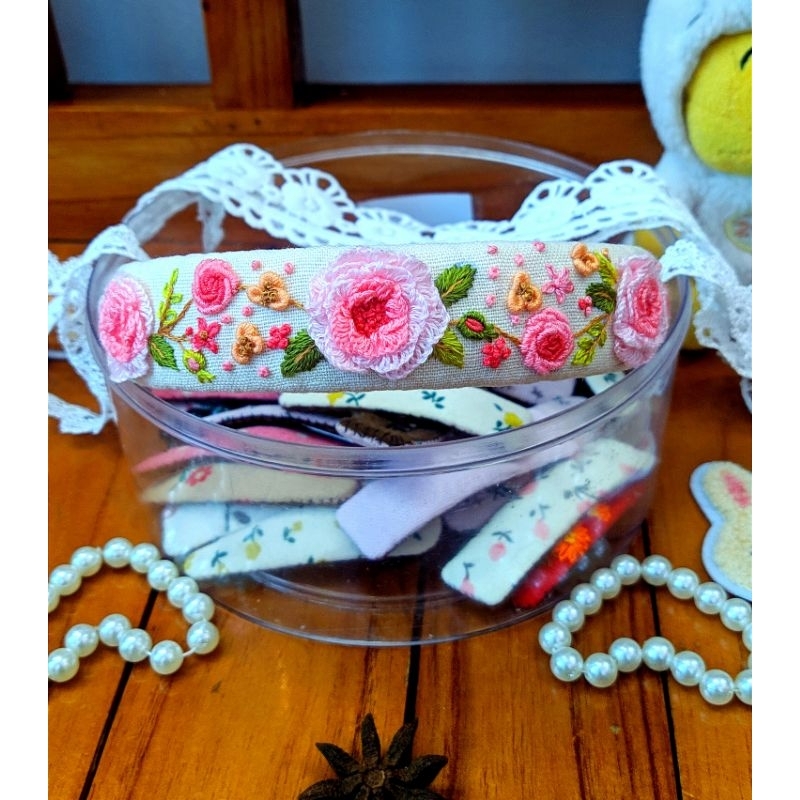 Băng đô bờm tóc, cài tóc thêu tay mặc áo dài 2,5cm