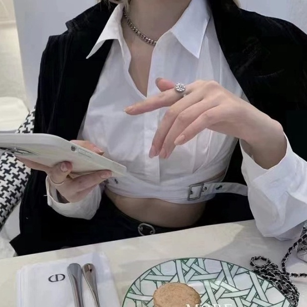 Áo sơ mi dài tay HAGA áo sơ mi croptop SM3L75