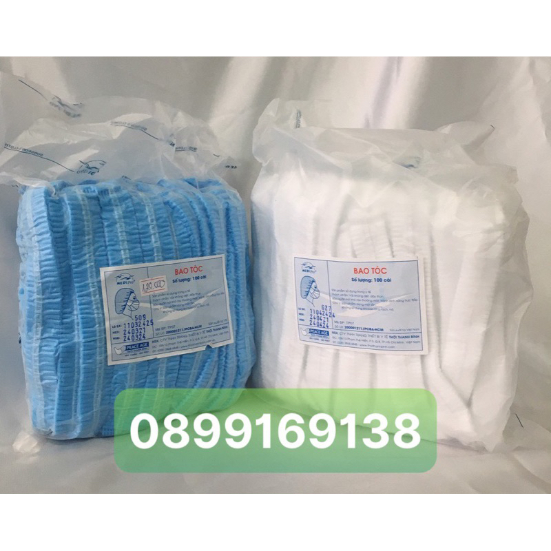 Bao tóc y tế Medipro Trắng - Xanh dương