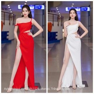Đầm dạ hội hai dây lệch vai hở eo quyến rũ