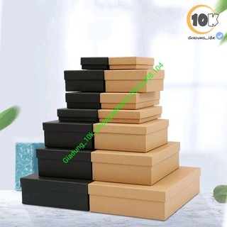 Hộp quà tặng hộp quà sinh nhật giấy kraft màu nâu/ đen chất liệu cứng 2 lớp phụ kiện quà tặng