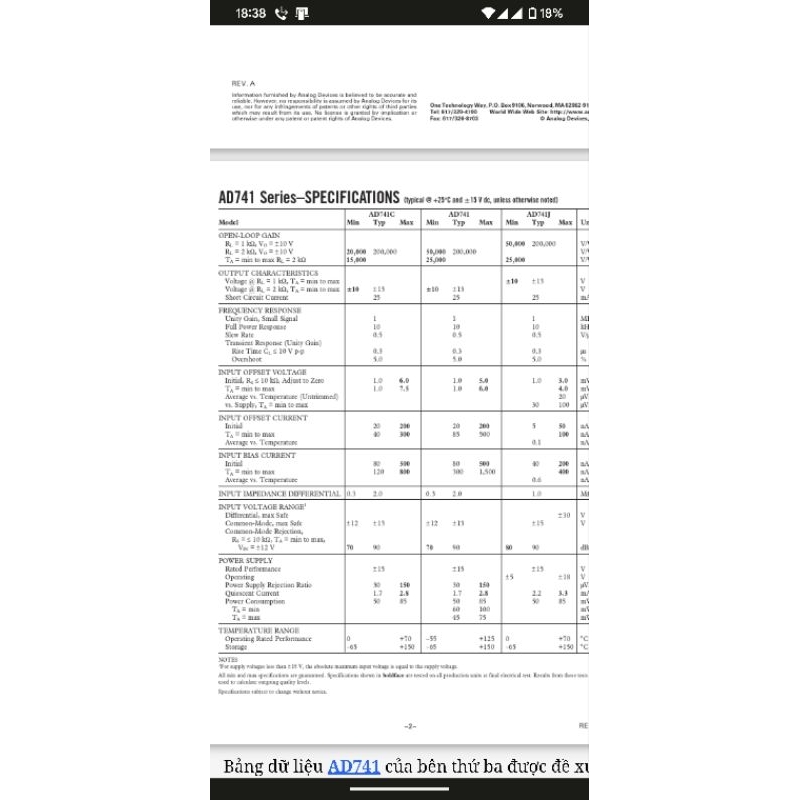 Opamp AD741KH sắt tháo máy