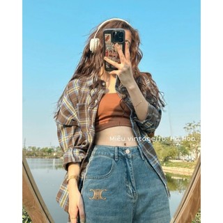 Áo sơ mi kẻ sọc caro oversized thời trang