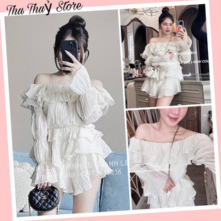Sét 2 món áo bèo tầng trắng kèm quần sexy sang chảnh