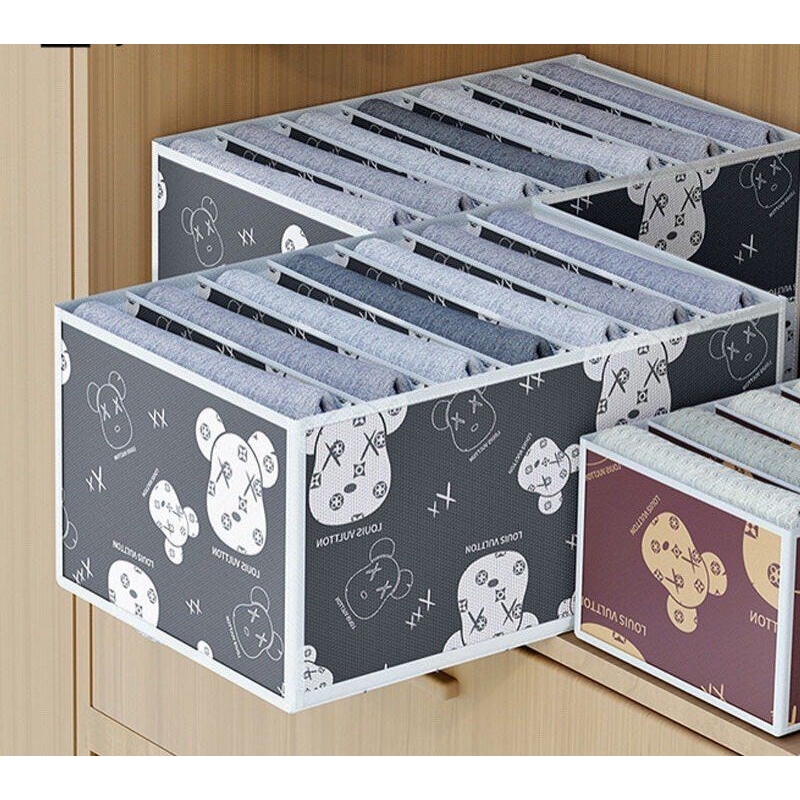 Hộp vải chia 9 ngăn đựng quần jean - túi vải chia ngăn đựng quần áo gấp gọn