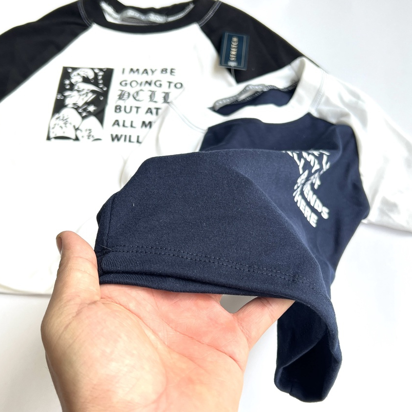 BARE- Áo Thun Croptop Tay Ngắn Dáng Ôm Tay Phối Màu In Chữ Thời Trang Quyến Rũ Cho Nữ - AO093