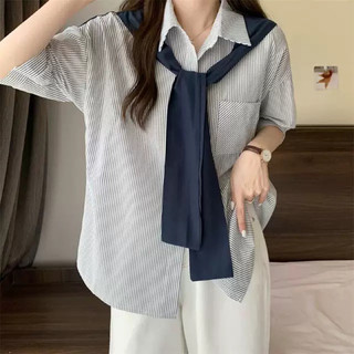 Áo sơ mi khăn kẻ sọc nhỏ KK8