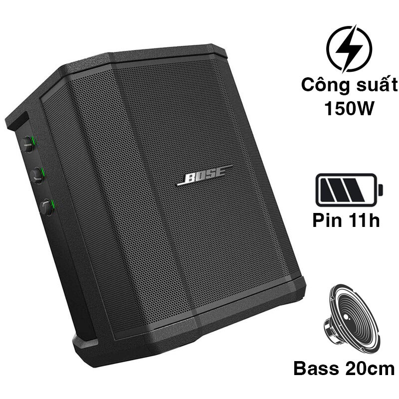 LOA DI ĐỘNG CHÍNH HÃNG BOSE S1 PRO, PIN 11H, 150W, MIXER 3 KÊNH, BLUETOOTH, AUX (HỆ THỐNG PA ALL-IN-ONE)