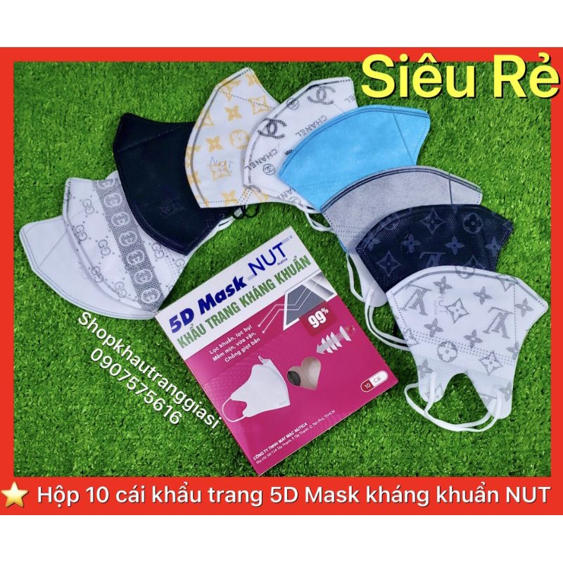 [ Hộp 10 cái ] Khẩu trang 5D Mask kháng khuẩn NUT Nutica