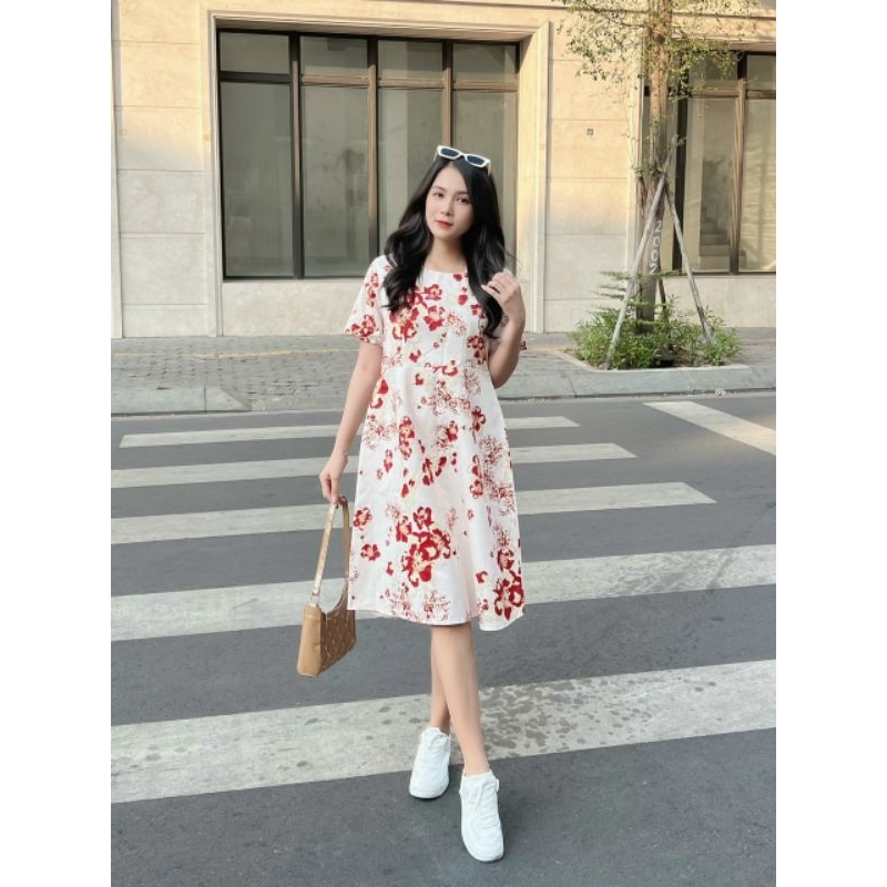 đầm hoa thời trang dáng suông sang chảnh full tem mác vnxk