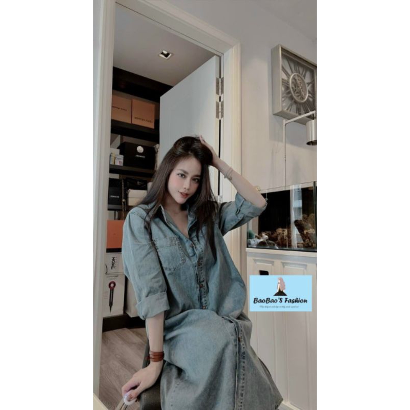 Đầm jean bò suông dáng dài