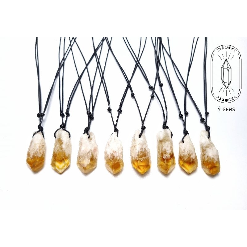 Vòng cổ mầm vàng Citrine tuyển chọn viên loại đẹp dây rút điều chỉnh độ dài nam nữ đều đeo được
