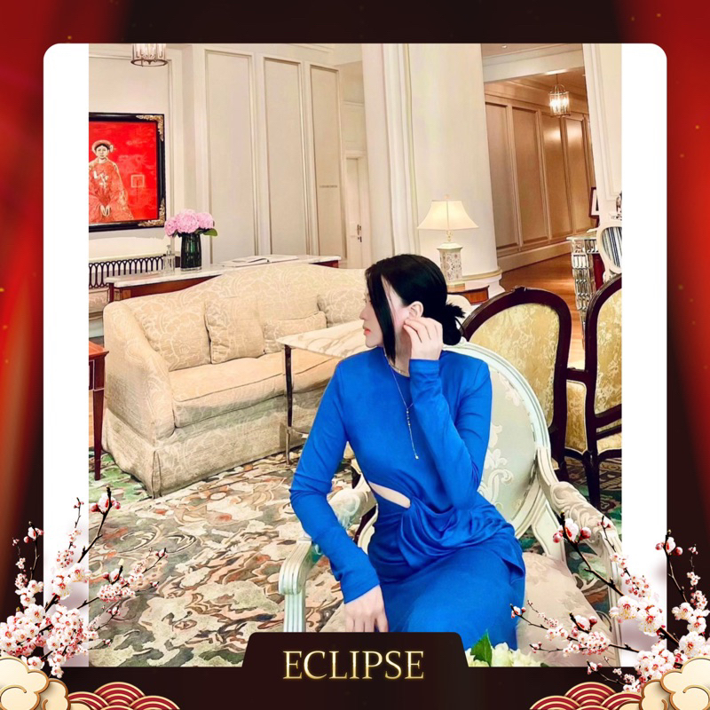 Váy Rib Xanh Khoét Eo Ocean Blue Eclipse Clothing