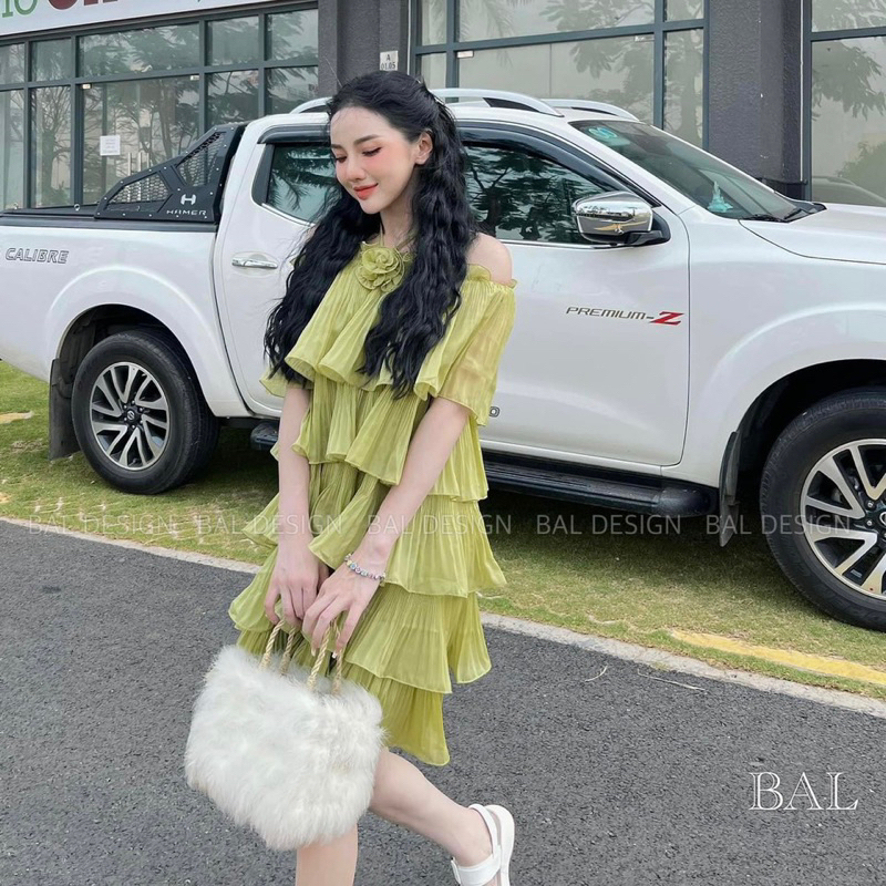 Váy Tơ Tầng Rớt Vai Bèo Tiểu Thư 🦋FREESHIP🦋