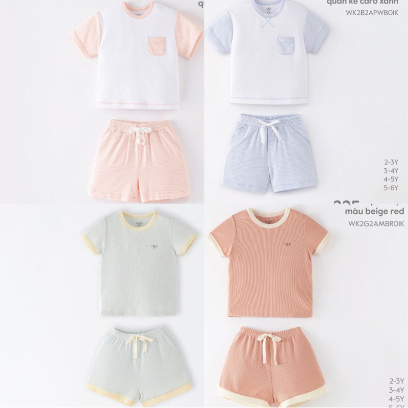Nous kid -  Bộ cộc tay nous cho bé trai, bé gái từ 2 đến 6 tuổi