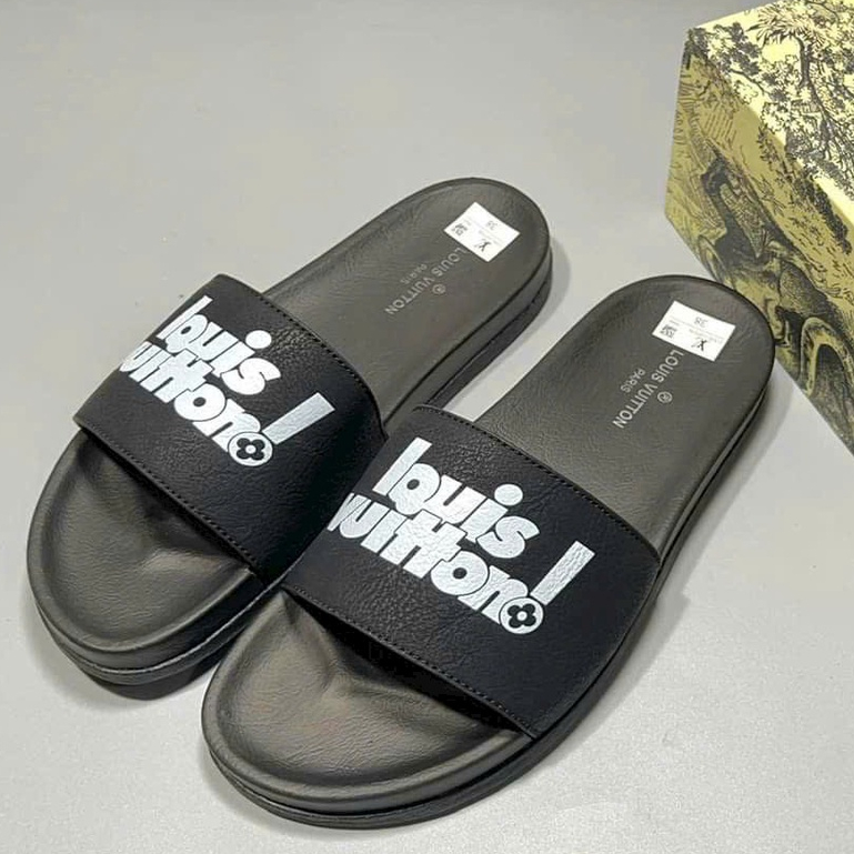 Dép Nam Lv cao cấp full box - Dép quai ngang LV nam SPF Đế Cao Su Cao Cấp