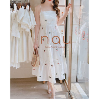 Đầm maxi 2 dây thêu hoa 3 màu